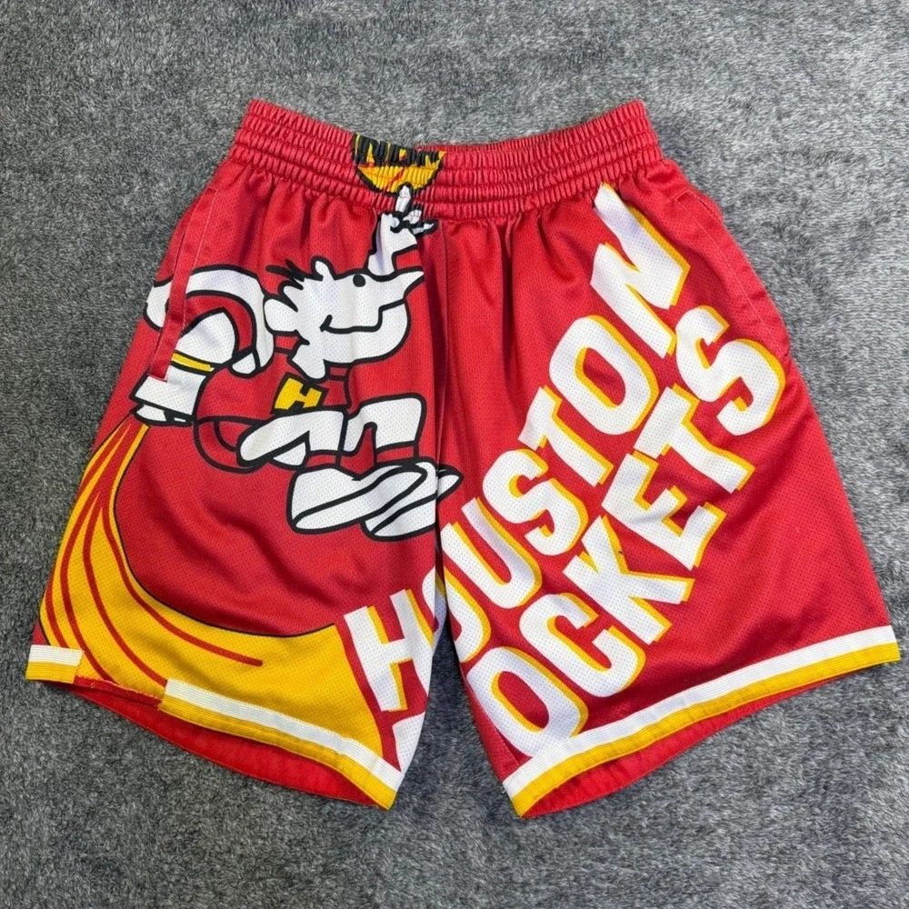 Mitchell & Ness Houston Rockets Shorts‎ Mens Medium Red Hardwood Classics Rare